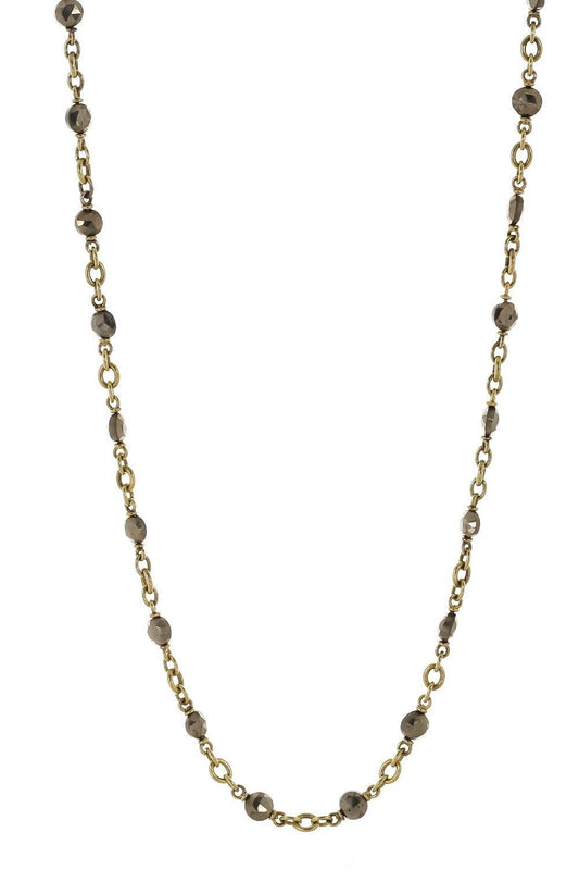 Hematite Beaded Necklace-YELLOW GOLD-32-JEWELRYFINE JEWELNECKLACE O-SYLVA & CIE