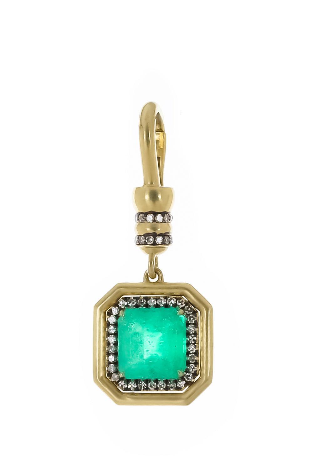 Colombian Emerald Neo Clasp Pendant-YELLOW GOLD-JEWELRYFINE JEWELPENDANT-SYLVA & CIE