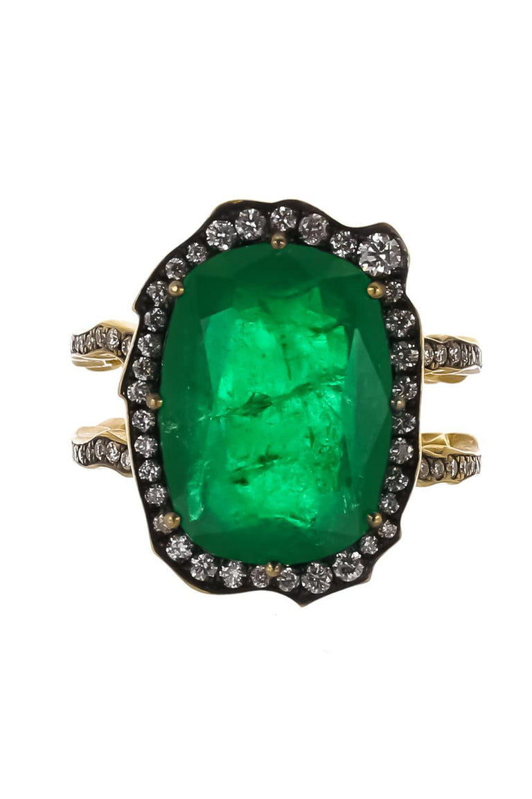 Zambian Emerald Double Shank Ring