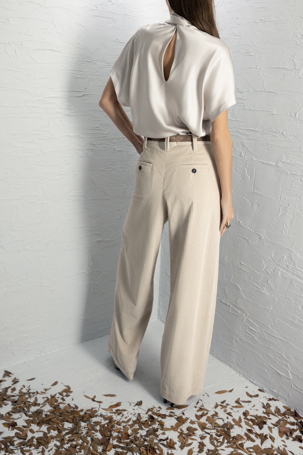 Tie Neck Short Sleeve Blouse