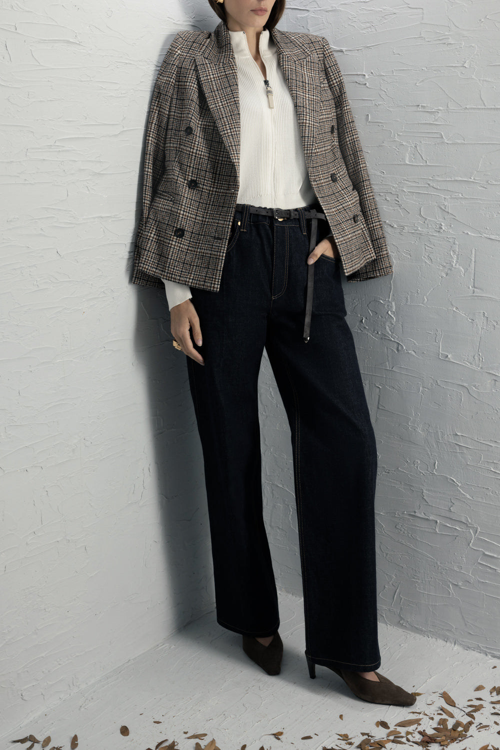 Check Print Suit Jacket
