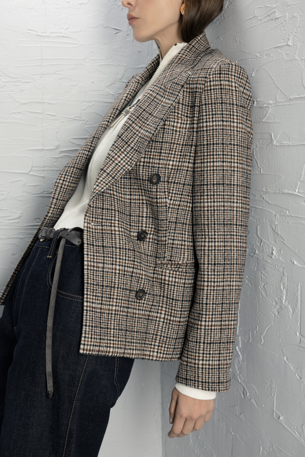 Check Print Suit Jacket
