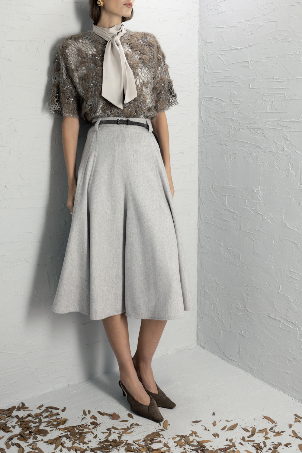 Whispering Bloom Embroidered Couture Knit Top