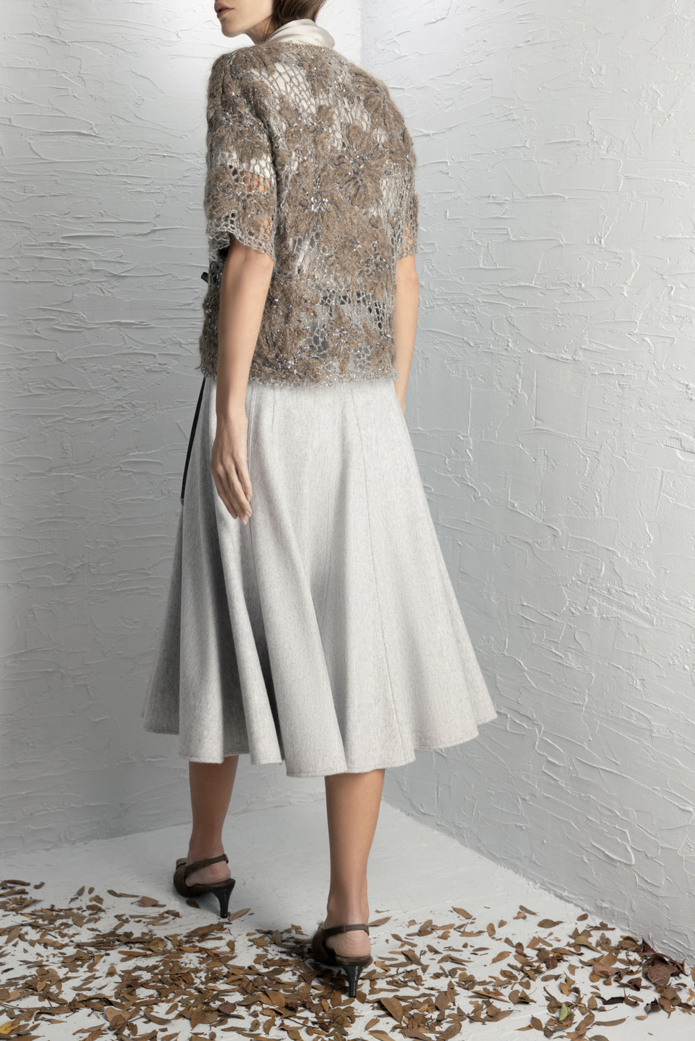 Whispering Bloom Embroidered Couture Knit Top