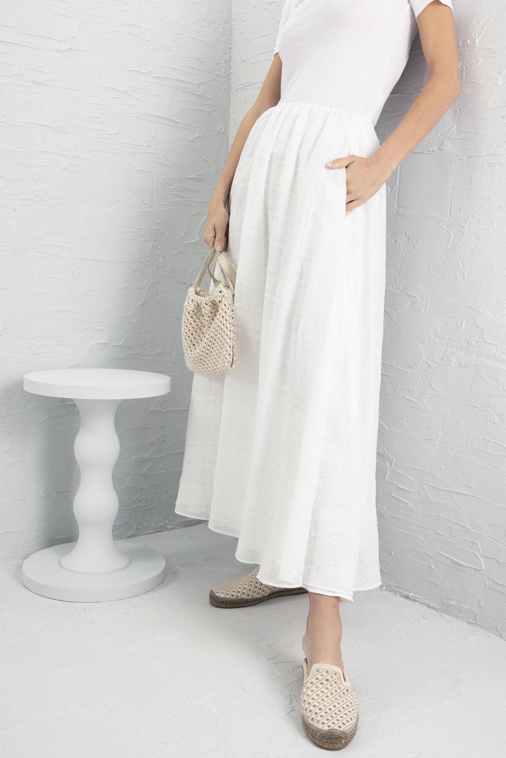 Broderie Anglaise Maxi Skirt-WHITE-38-CLOTHINGSKIRTMAXI-BRUNELLO CUCINELLI