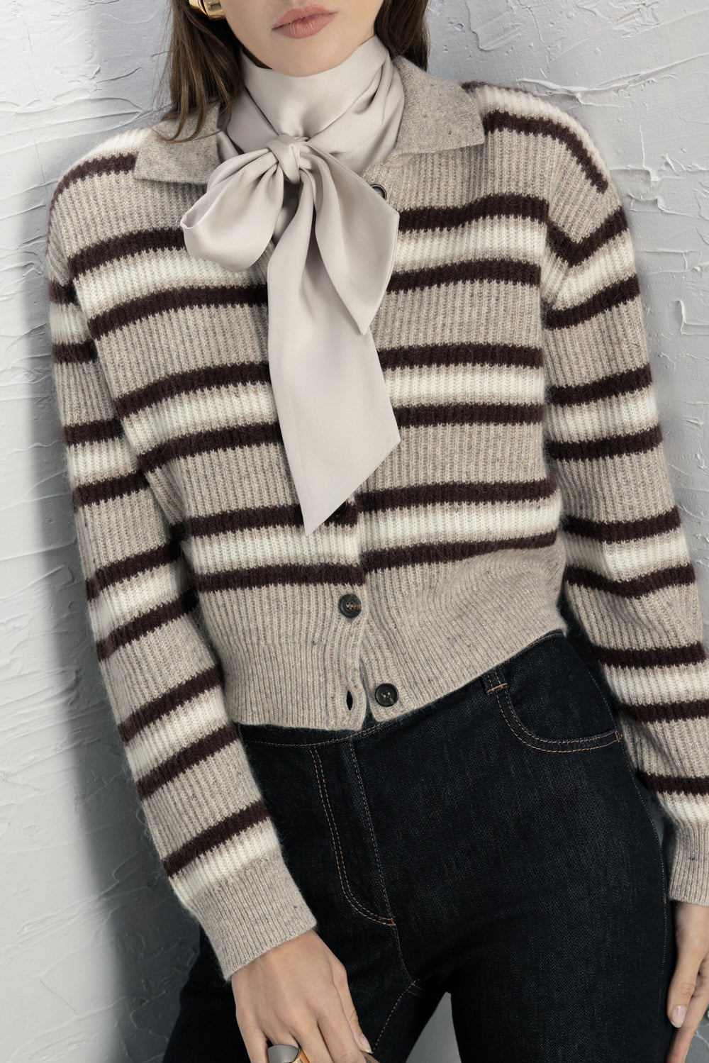 Sparkling Multi Stripe Button Cardigan