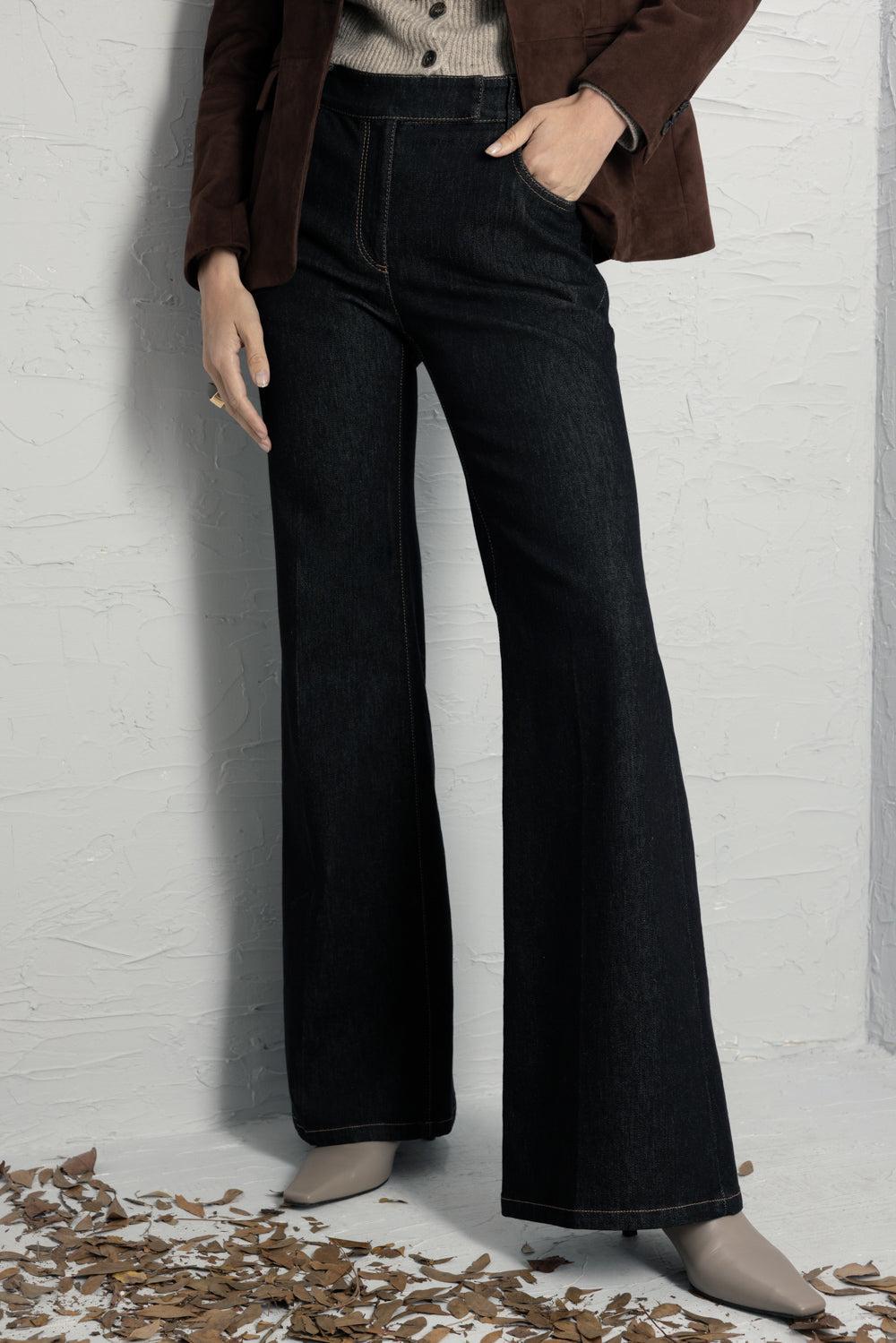 No Fade Stretch Pant-BLUE-36-CLOTHINGPANTWIDE LEG-BRUNELLO CUCINELLI