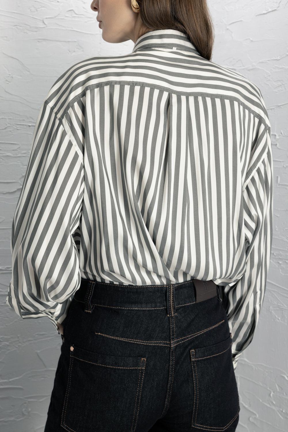 Wide Stripe Relaxed Shirt-STRIPE-XS-CLOTHINGTOPBLOUSE-BRUNELLO CUCINELLI