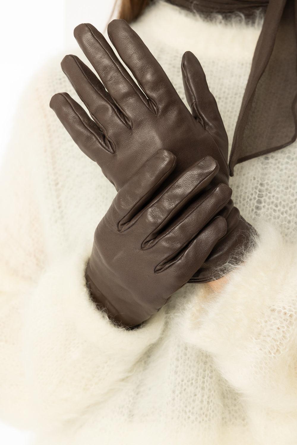Shiny Biker Gloves-CHOCOLATE-M-ACCESSORIEGLOVES-BRUNELLO CUCINELLI