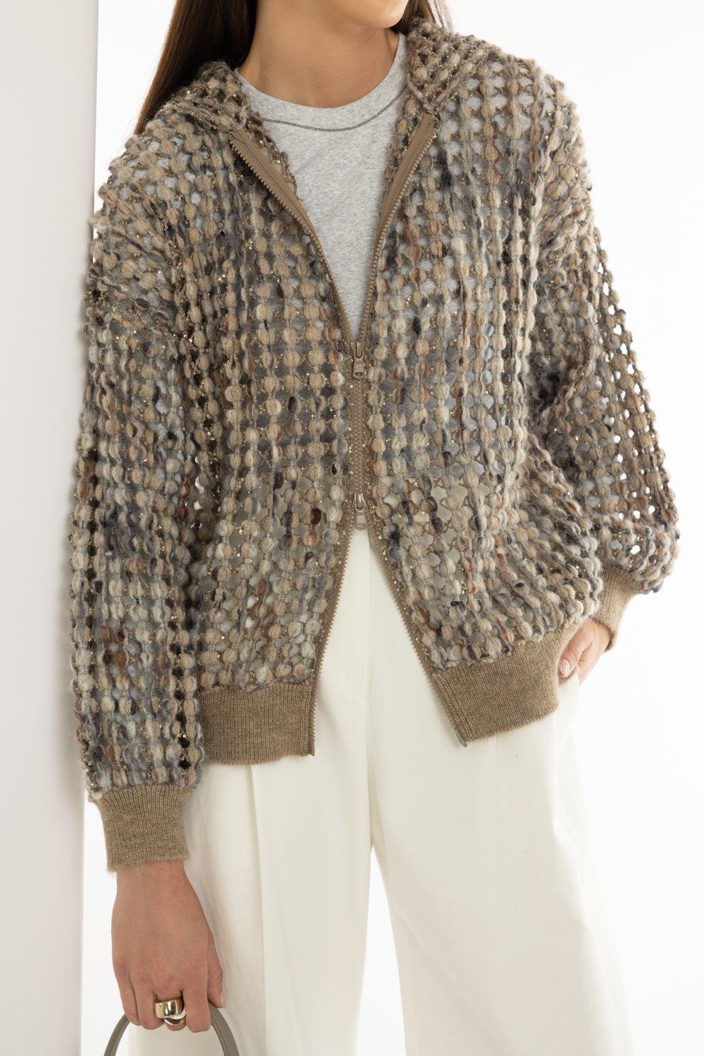 Embroidered Balloon Net Cardigan-PEAR MULTI-XS-CLOTHINGTOPCARDIGAN-BRUNELLO CUCINELLI