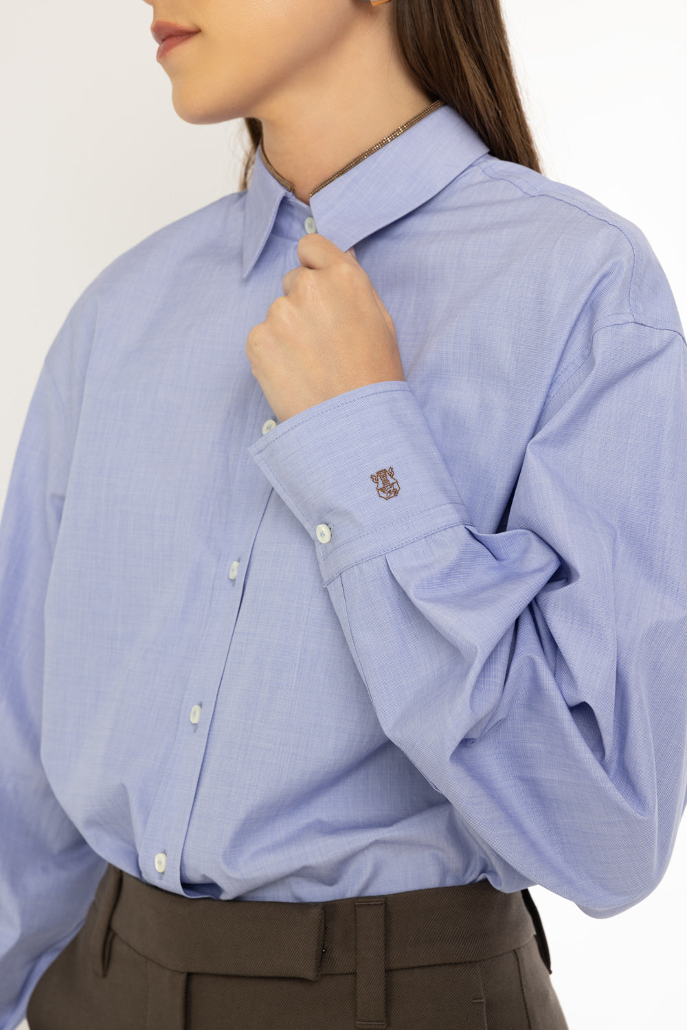 Shiny Collar End-On-End Shirt