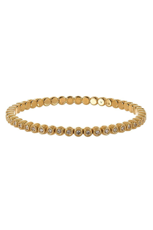 Diamond Bezel Extensible Stretch Bracelet - Yellow Gold-YELLOW GOLD-JEWELRYFINE JEWELBRACELET O-ROBERTO DEMEGLIO