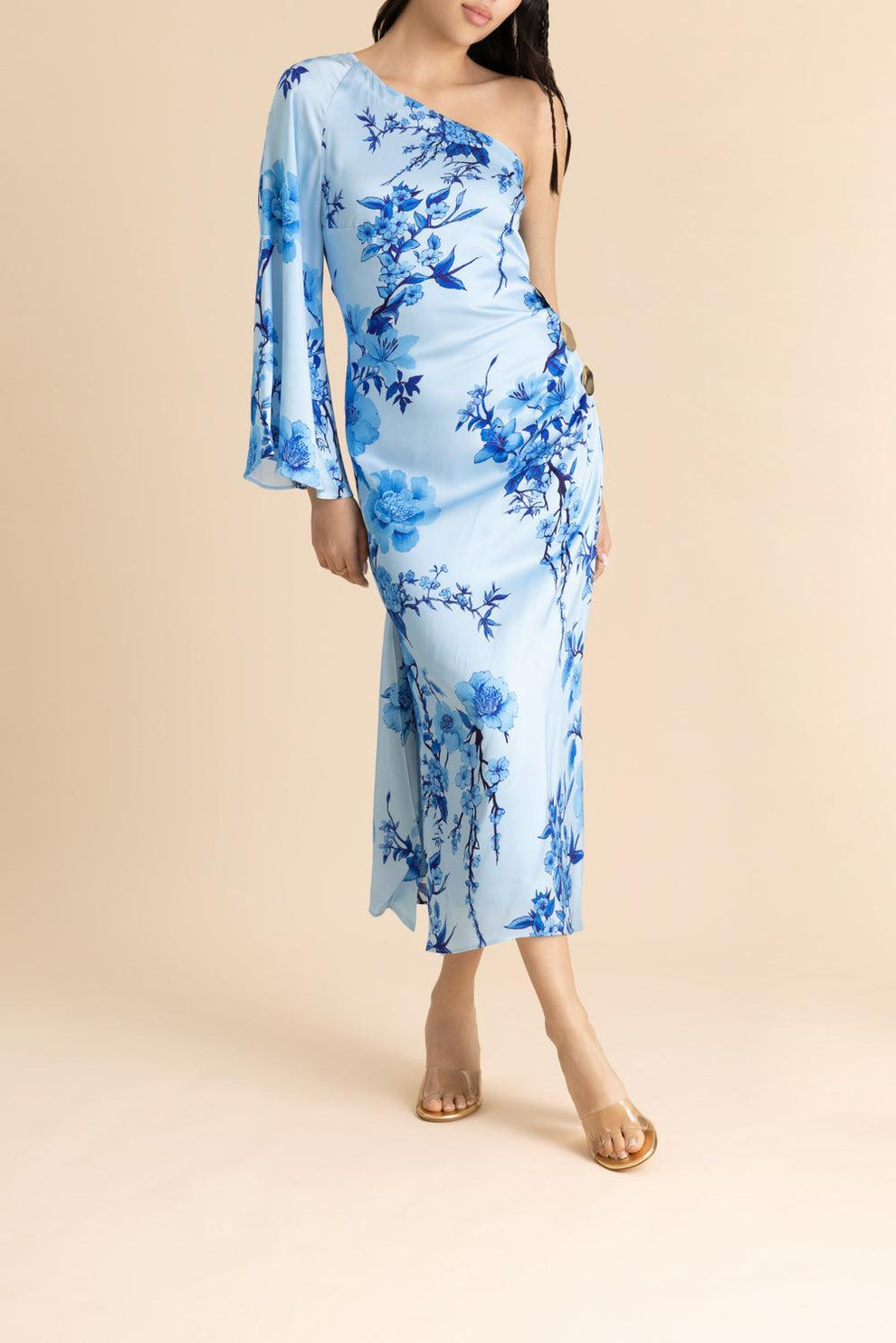 blue cherry blossom dress Atlantis strapless homecoming dresses Fran belt dress- Black 42 Waist Cut:Women's