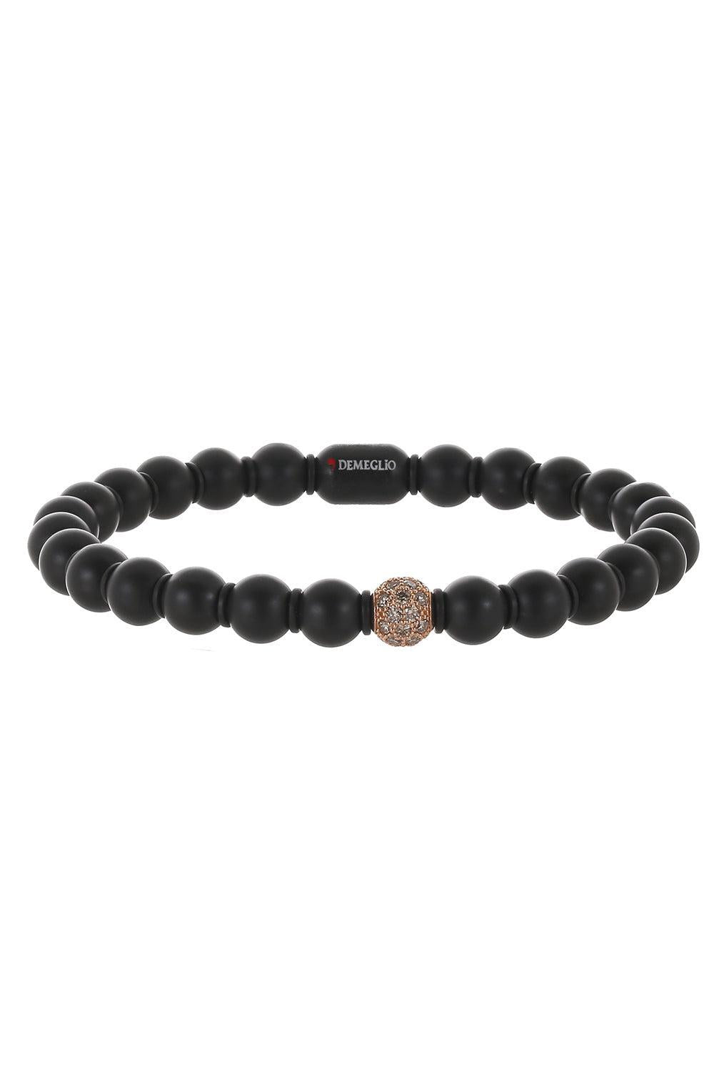 Champagne Diamond Matte Black Sfera Stretch Bracelet-ROSE GOLD-JEWELRYFINE JEWELBRACELET O-ROBERTO DEMEGLIO