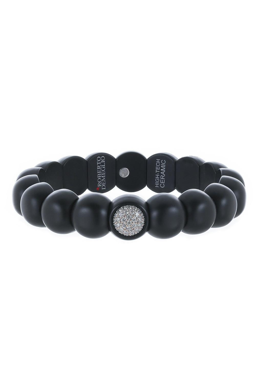 Diamond Matte Black Dama Stretch Bracelet-WHITE GOLD-JEWELRYFINE JEWELBRACELET O-ROBERTO DEMEGLIO