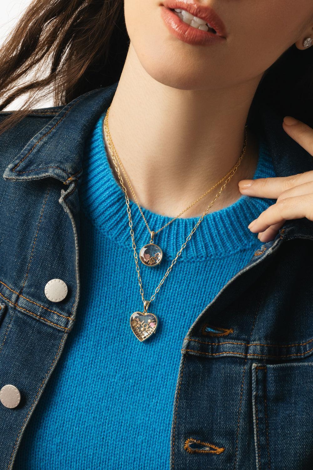 Large Heart Paperclip Locket Necklace-YELLOW GOLD-18-JEWELRYFINE JEWELNECKLACE O-LOQUET