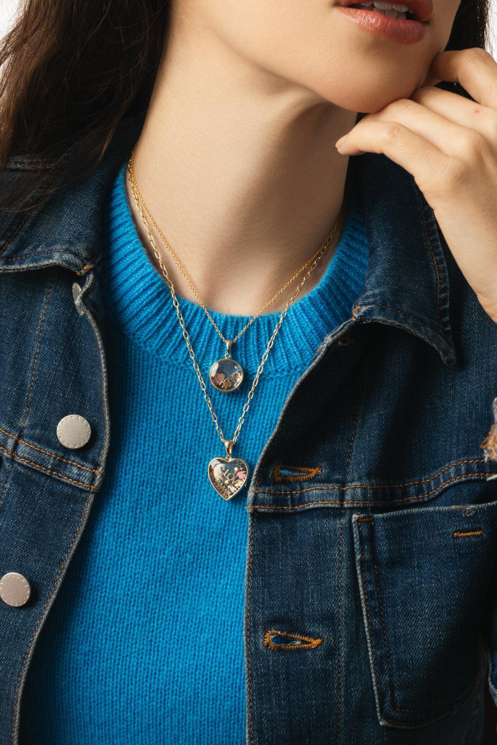 Large Heart Paperclip Locket Necklace-YELLOW GOLD-18-JEWELRYFINE JEWELNECKLACE O-LOQUET