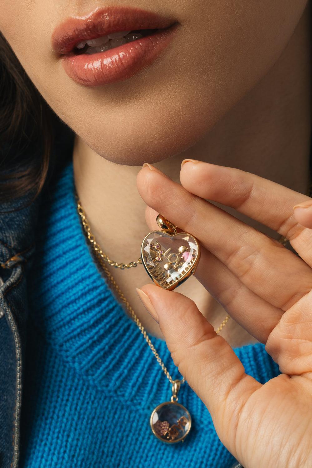 Large Heart Paperclip Locket Necklace-YELLOW GOLD-18-JEWELRYFINE JEWELNECKLACE O-LOQUET