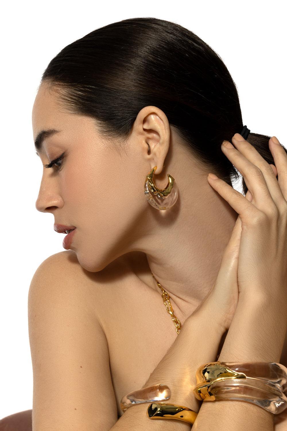 Puffy Hoop Earrings-CLEAR-JEWELRYBOUTIQUEEARRING-ALEXIS BITTAR