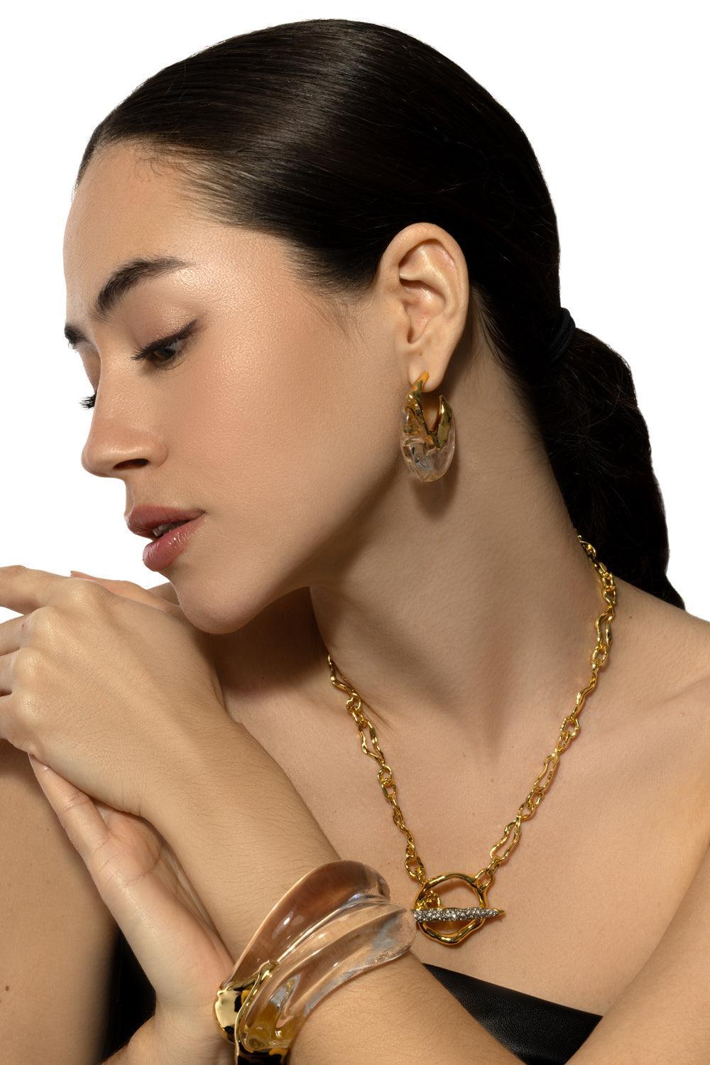 Puffy Hoop Earrings-CLEAR-JEWELRYBOUTIQUEEARRING-ALEXIS BITTAR