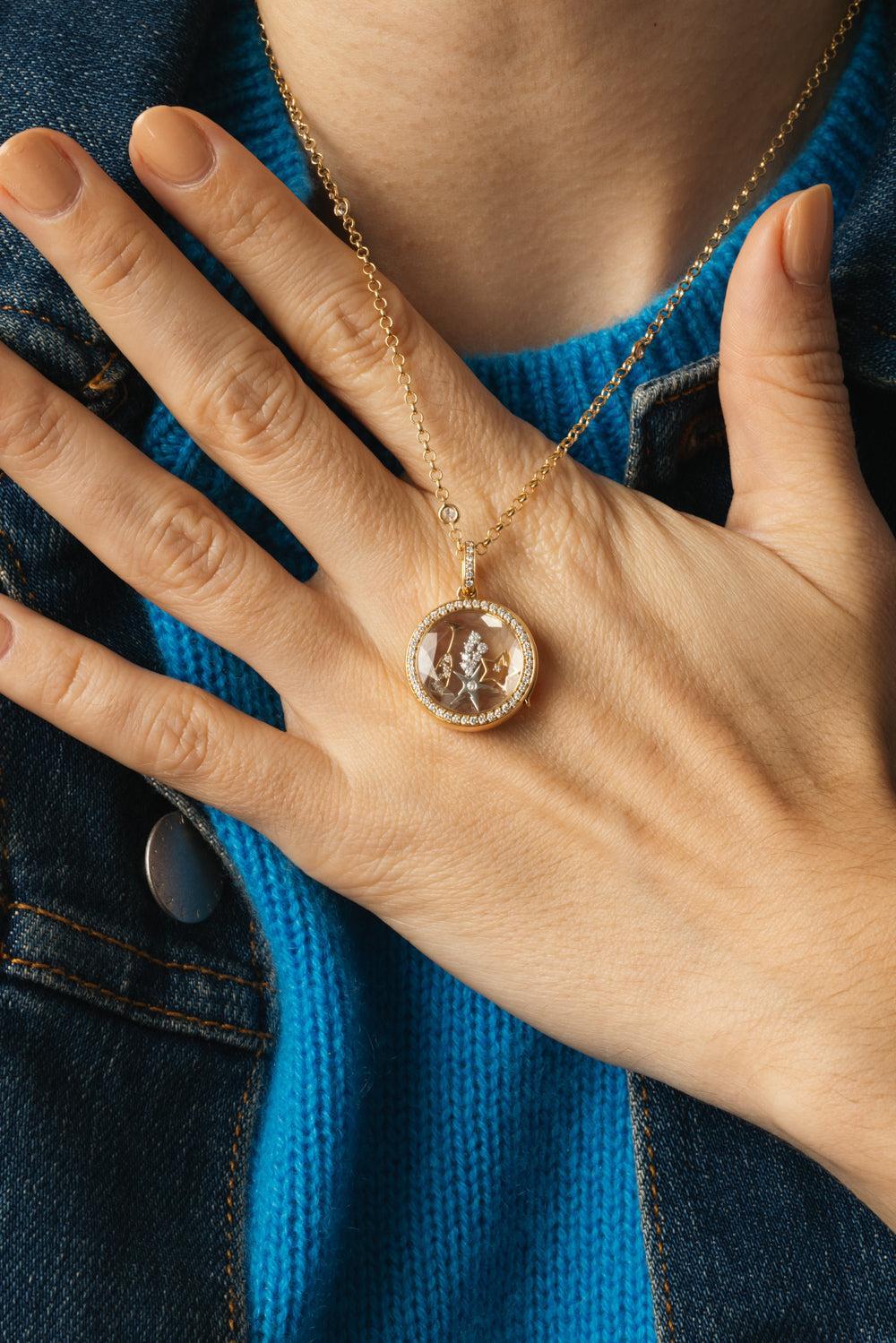 Helios Round Diamond Locket Necklace-YELLOW GOLD-16-JEWELRYFINE JEWELNECKLACE O-LOQUET