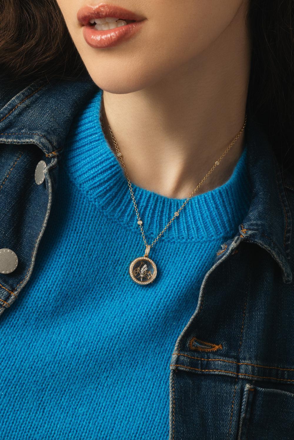 Helios Round Diamond Locket Necklace-YELLOW GOLD-16-JEWELRYFINE JEWELNECKLACE O-LOQUET