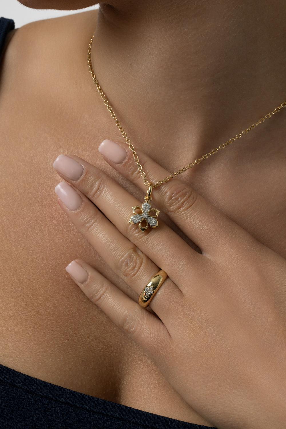 Partial Diamond Lierre Charm-YELLOW GOLD-JEWELRYFINE JEWELPENDANT-SARA WEINSTOCK