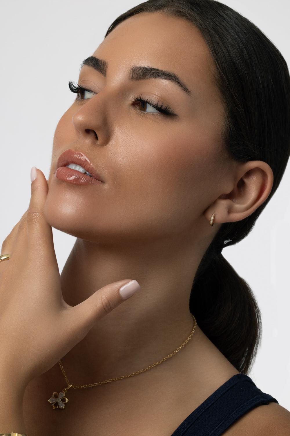 Lucia Diamond Cluster Huggie Earrings-YELLOW GOLD-JEWELRYFINE JEWELEARRING-SARA WEINSTOCK