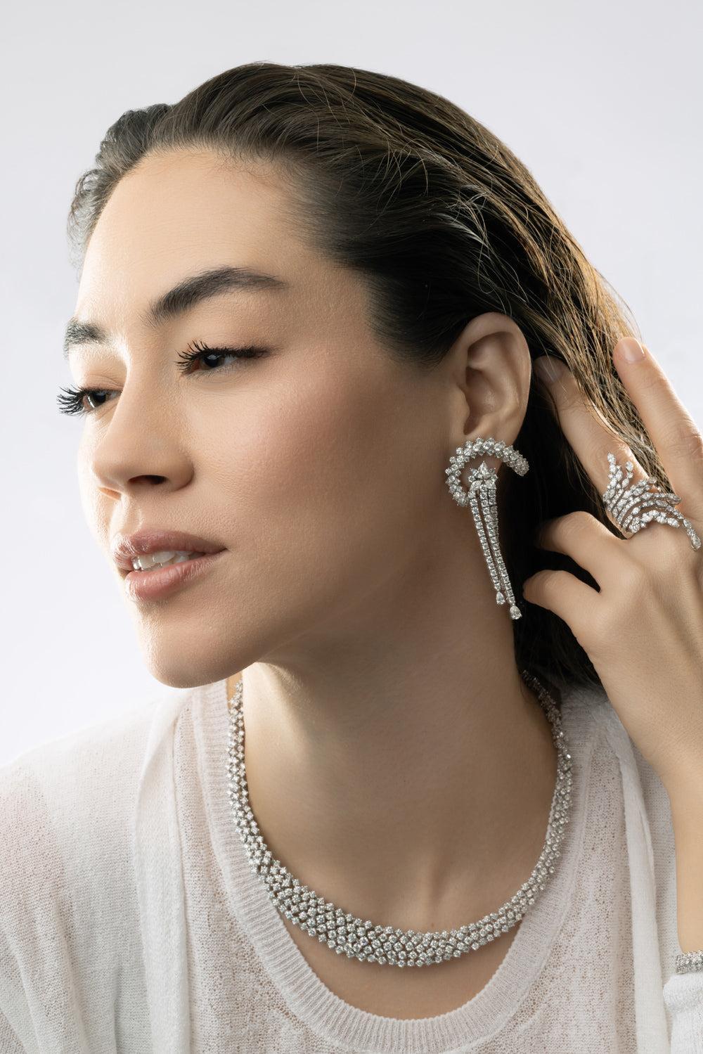 Y-Couture Drop Earrings-WHITE GOLD-JEWELRYFINE JEWELEARRING-YEPREM JEWELLERY