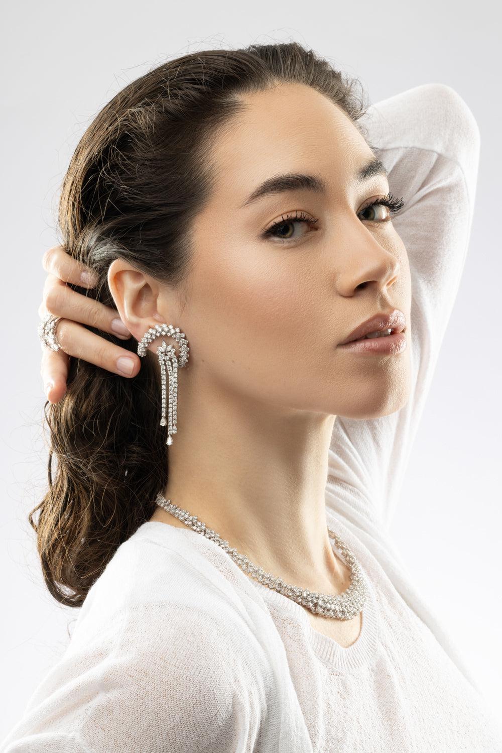 Y-Couture Drop Earrings-WHITE GOLD-JEWELRYFINE JEWELEARRING-YEPREM JEWELLERY
