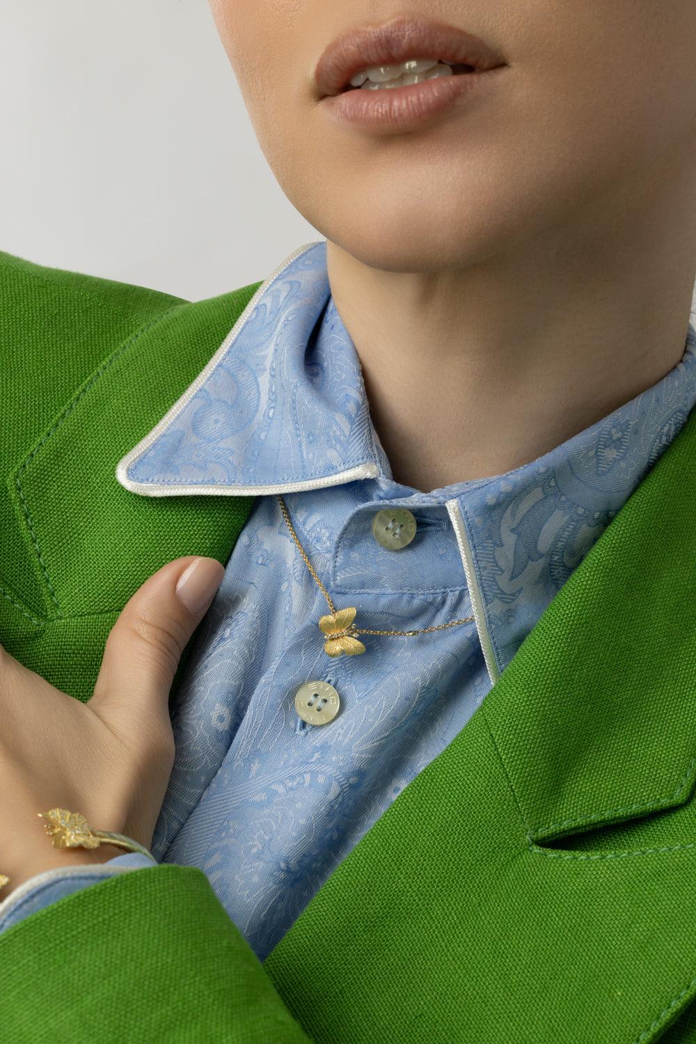 Small Textured Diamond Butterfly Necklace-YELLOW GOLD-JEWELRYFINE JEWELNECKLACE O-TANYA FARAH