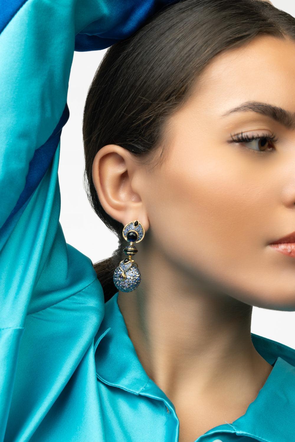 Limited Edition Blue Pneu Earrings-YELLOW GOLD-JEWELRYFINE JEWELEARRING-MARINA B