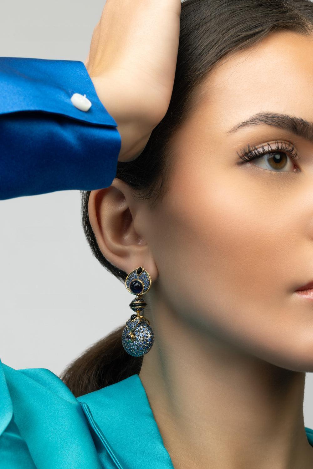 Limited Edition Blue Pneu Earrings-YELLOW GOLD-JEWELRYFINE JEWELEARRING-MARINA B