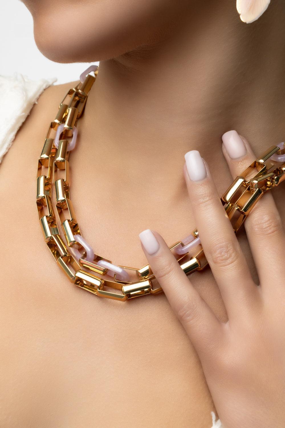 Collier Link Necklace - Purple-PRPL-JEWELRYBOUTIQUENECKLACE O-GAS BIJOUX