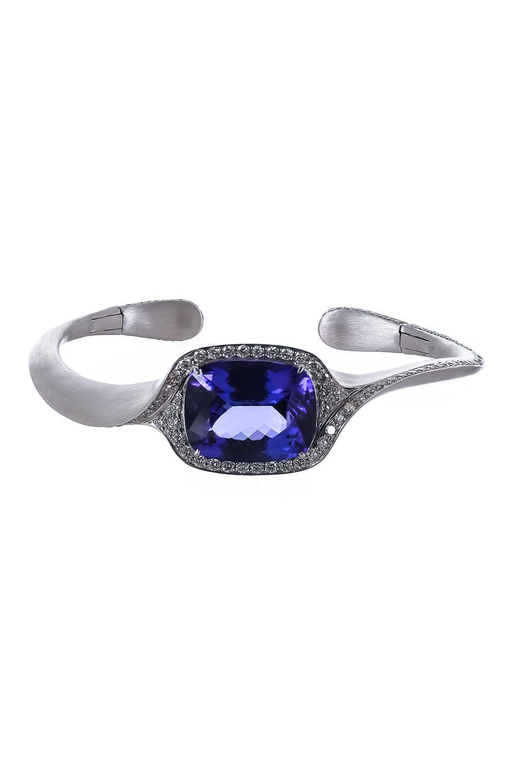 Tanzanite Diamond Bangle-WHITE GOLD-JEWELRYFINE JEWELBRACELET O-ARUNASHI