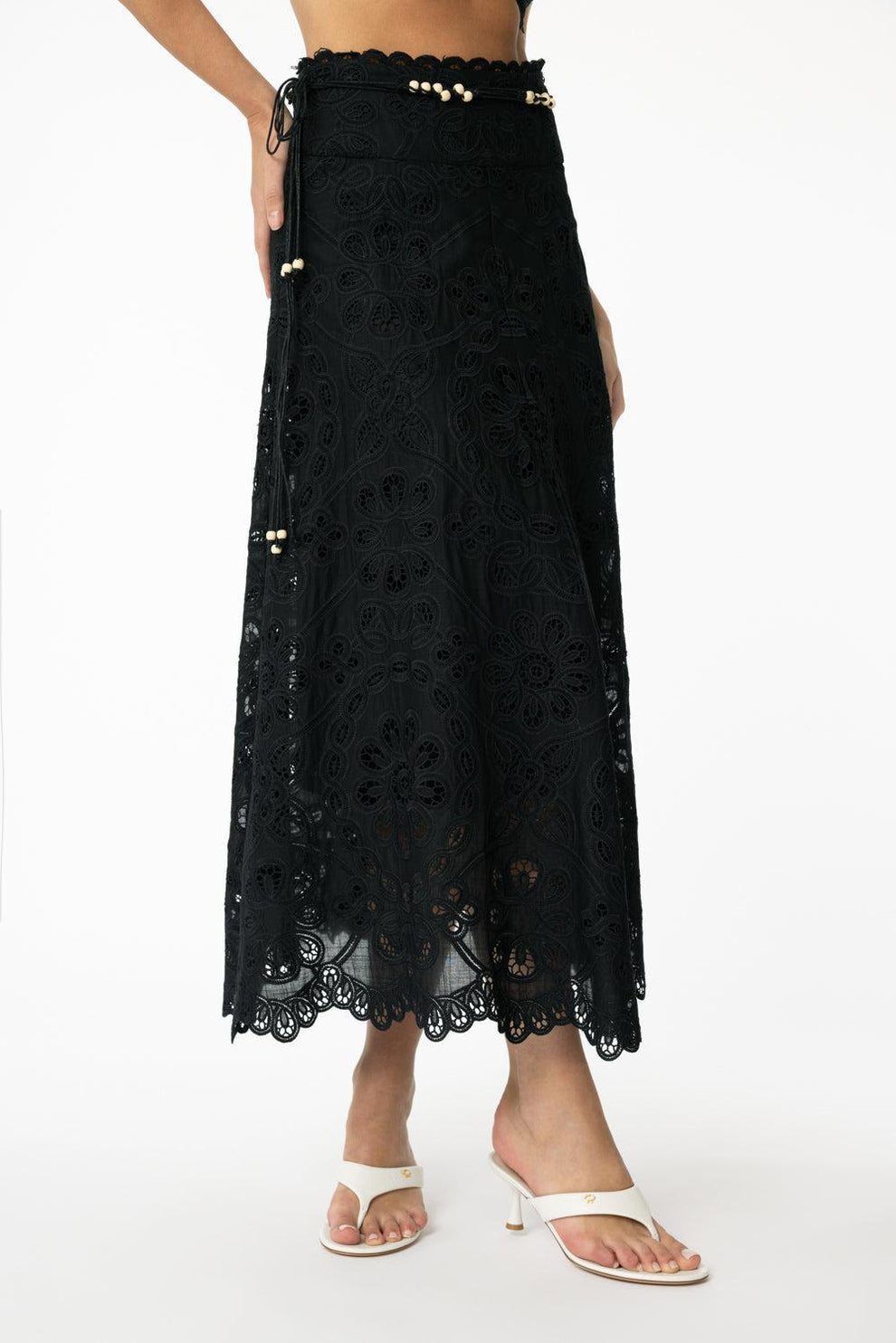 sachin and babi light blue dress Zimmermann Rhiannon Embroidered Midi Skirt|4248SSS251BLACK
