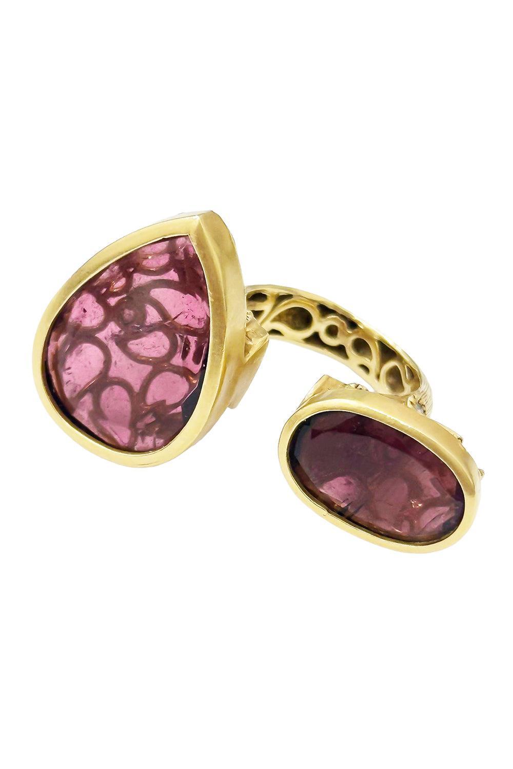 Slice Pink Tourmaline Diamond Open Ring-YELLOW GOLD-6-JEWELRYFINE JEWELRING-COOMI