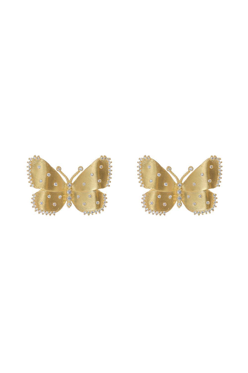 Medium Scattered Butterfly Diamond Stud Earrings-YELLOW GOLD-JEWELRYFINE JEWELEARRING-TANYA FARAH