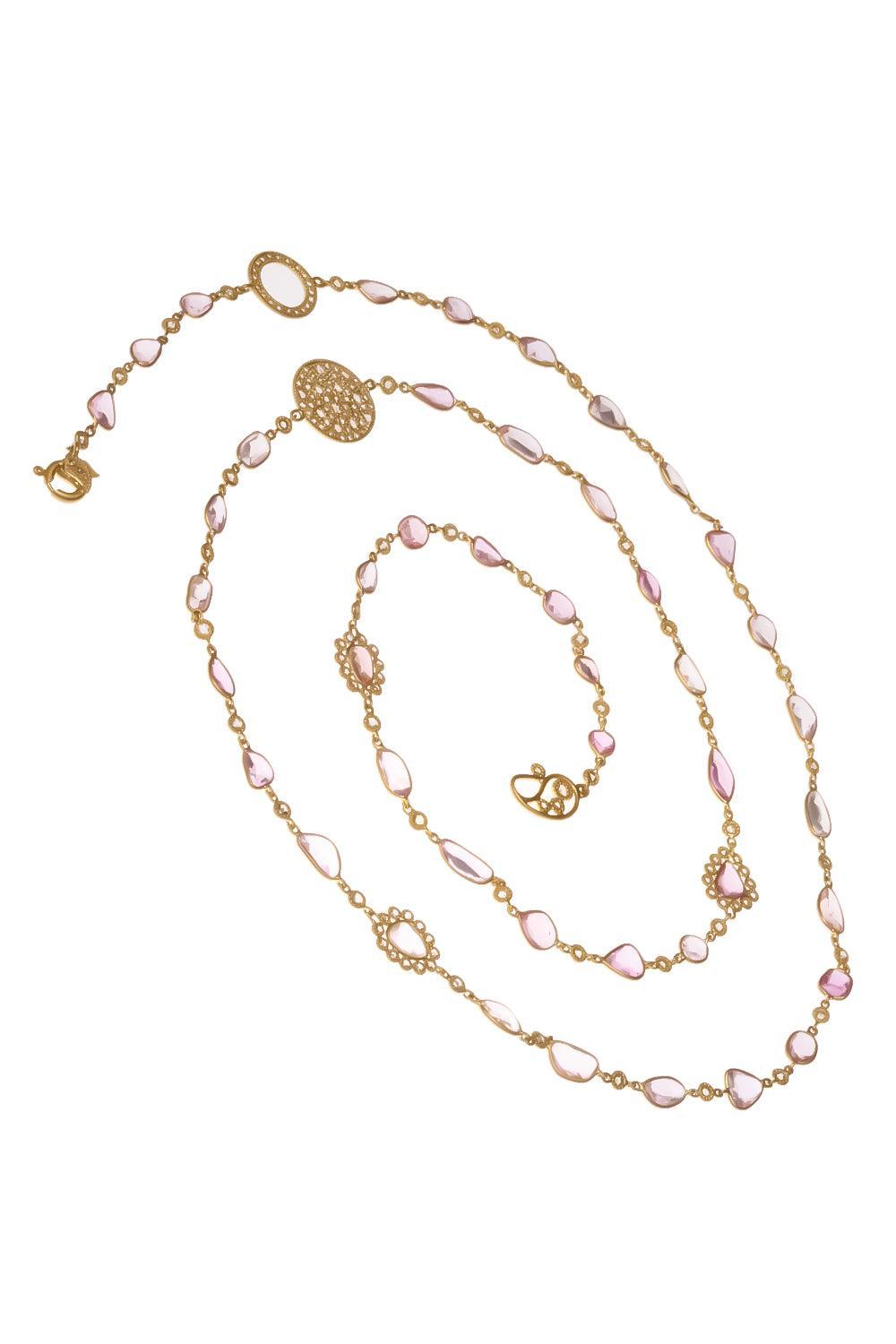Pink Sapphire Diamond Affinity Necklace-YELLOW GOLD-36-JEWELRYFINE JEWELNECKLACE O-COOMI