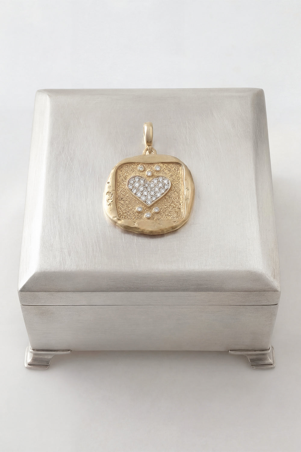 Diamond Small Amour Heart Coin Pendant