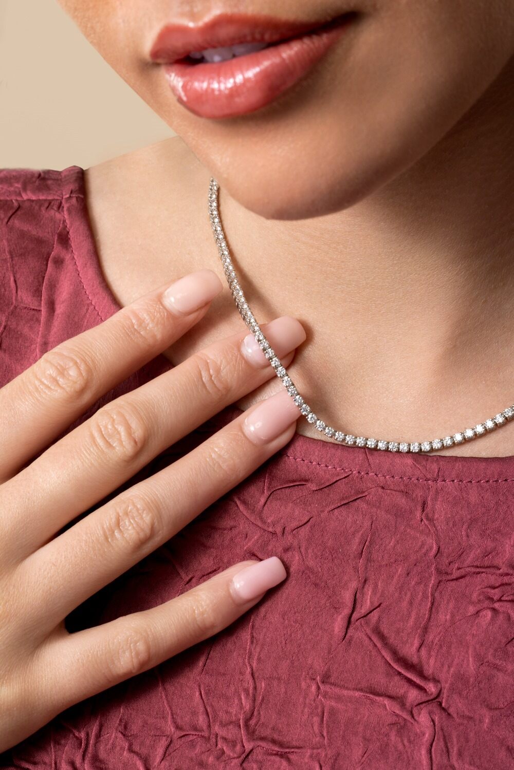 Diamond Tennis Necklace - 7ct-WHITE GOLD-16-JEWELRYFINE JEWELNECKLACE O-WITH LOVE