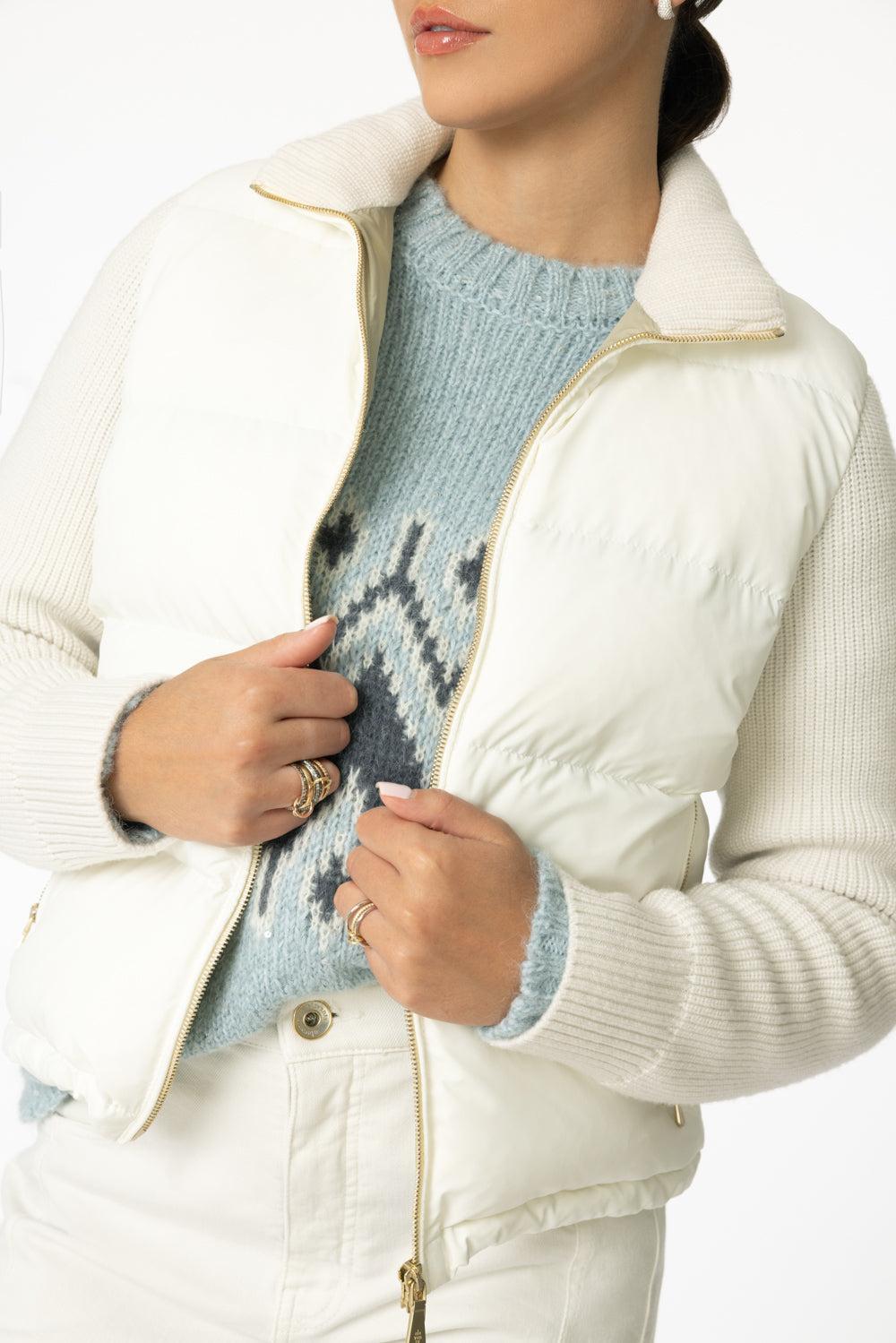 Long Sleeve Zip Vest-WHITE-XS-CLOTHINGJACKETVESTS-ELEVENTY