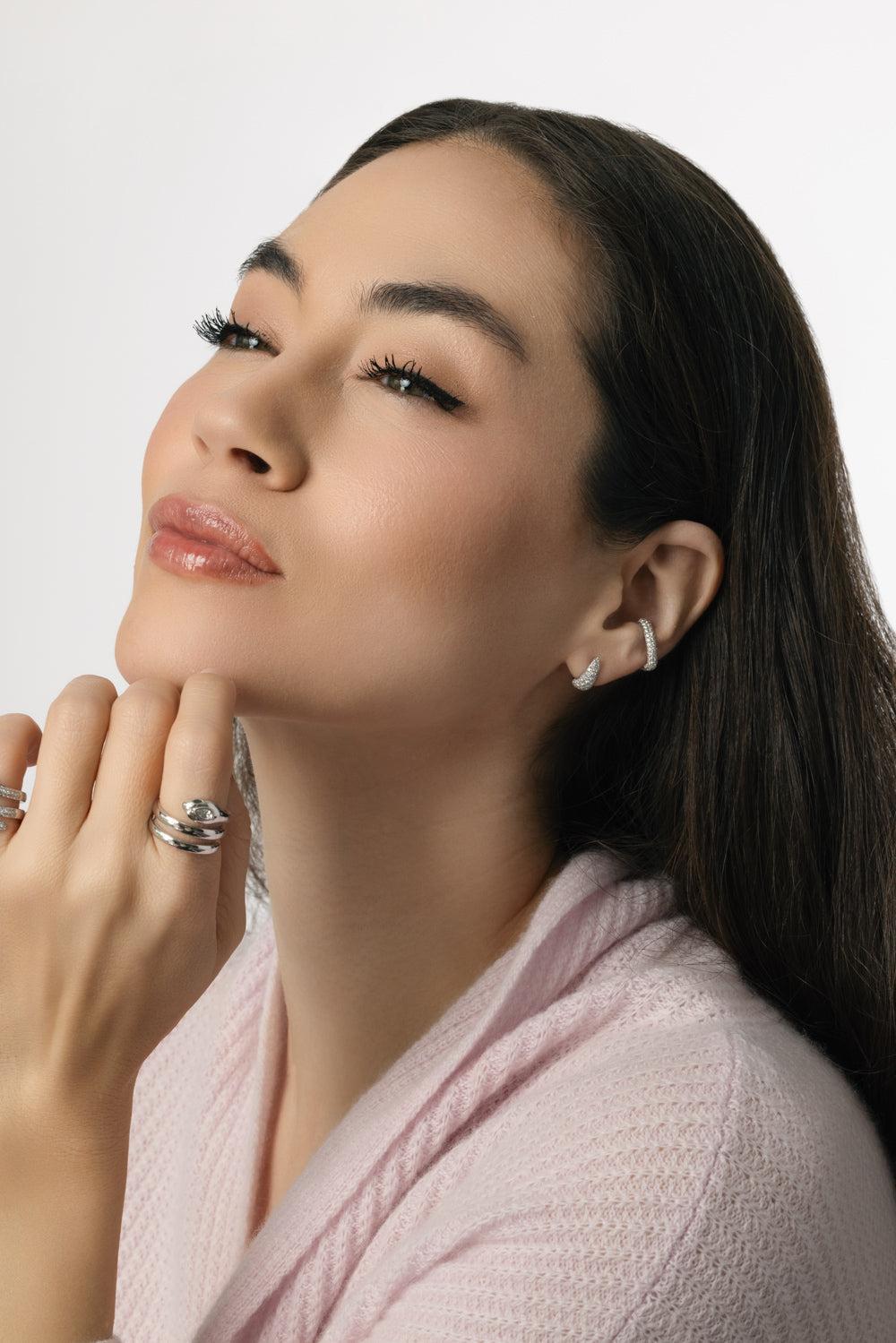 Diamond Heart Ear Cuff-WHITE GOLD-JEWELRYFINE JEWELEARRING-ANITA KO