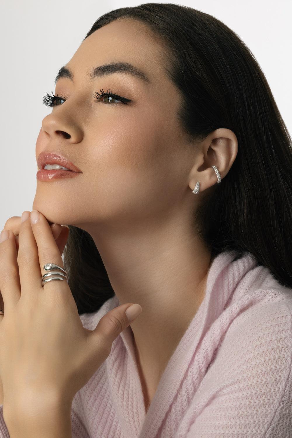 Diamond Heart Ear Cuff-WHITE GOLD-JEWELRYFINE JEWELEARRING-ANITA KO