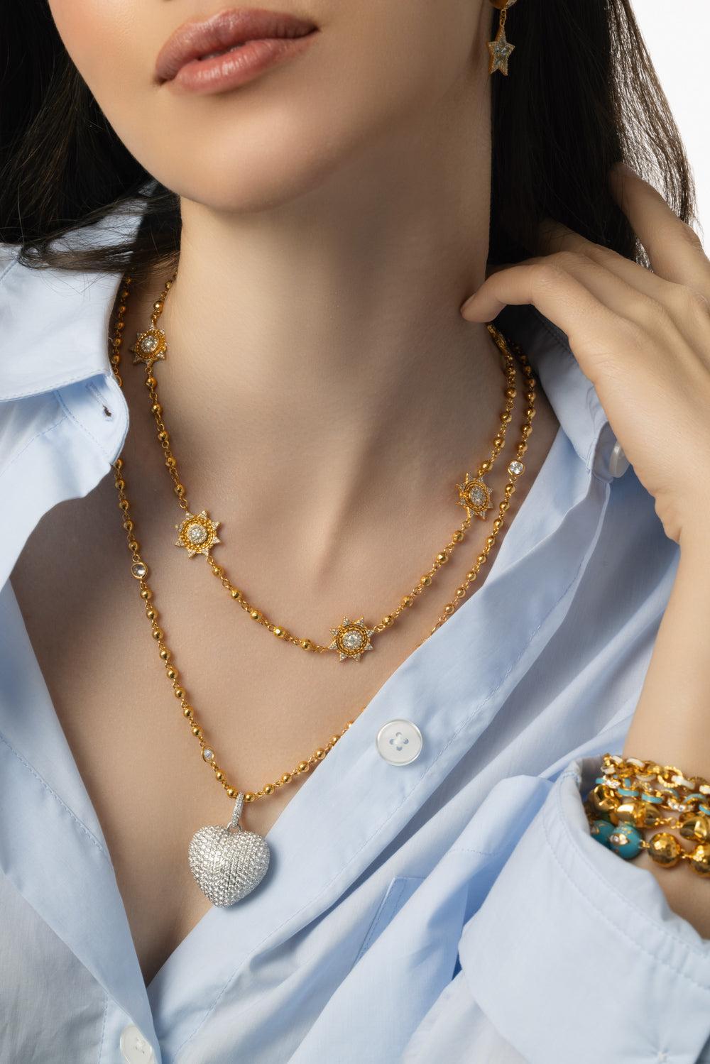 Double Sided Puffy Heart Pendant-WHITE GOLD-JEWELRYFINE JEWELPENDANT-BUDDHA MAMA