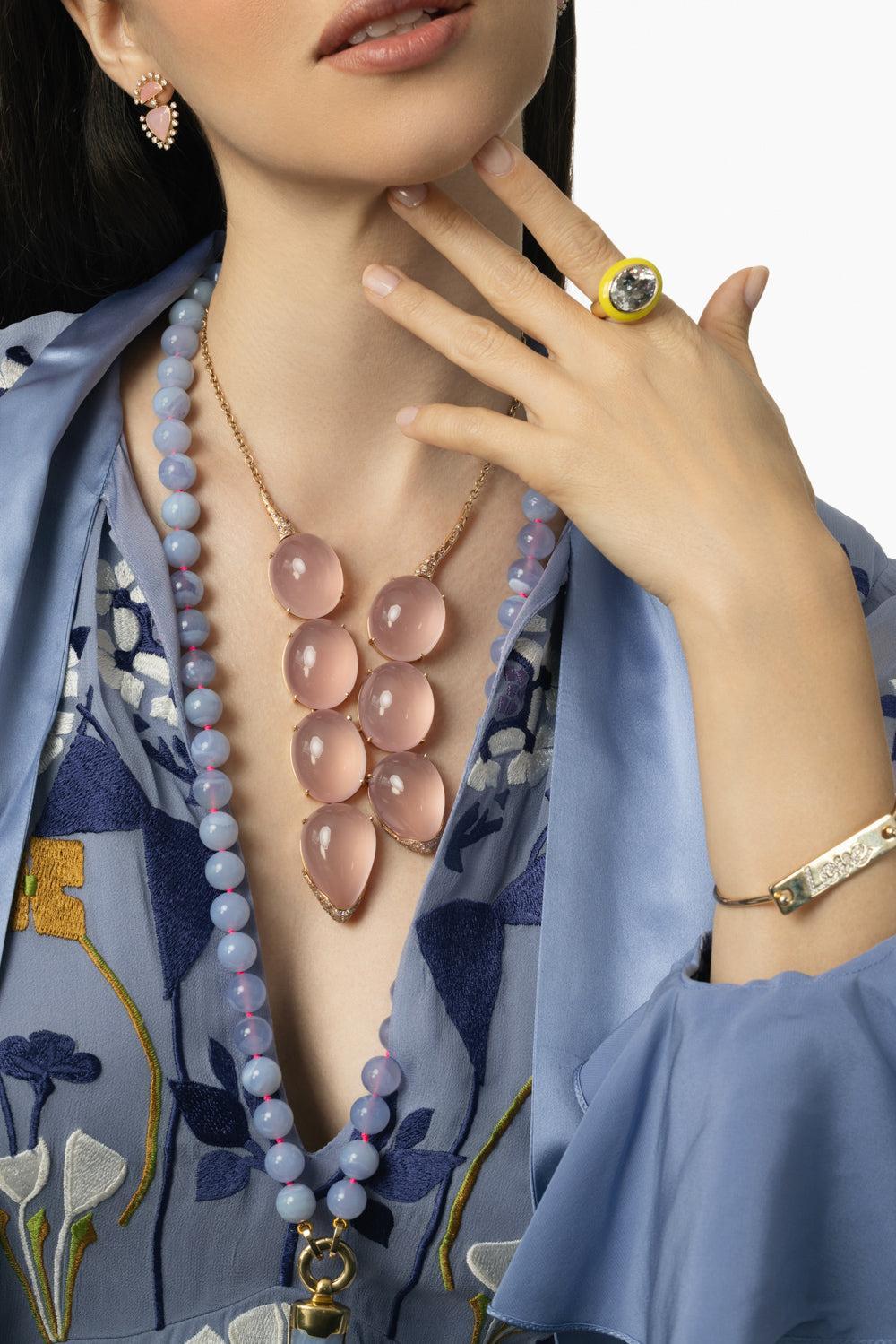 Pink Sapphire Brique Necklace-ROSE GOLD-JEWELRYFINE JEWELNECKLACE O-ROBINSON PELHAM