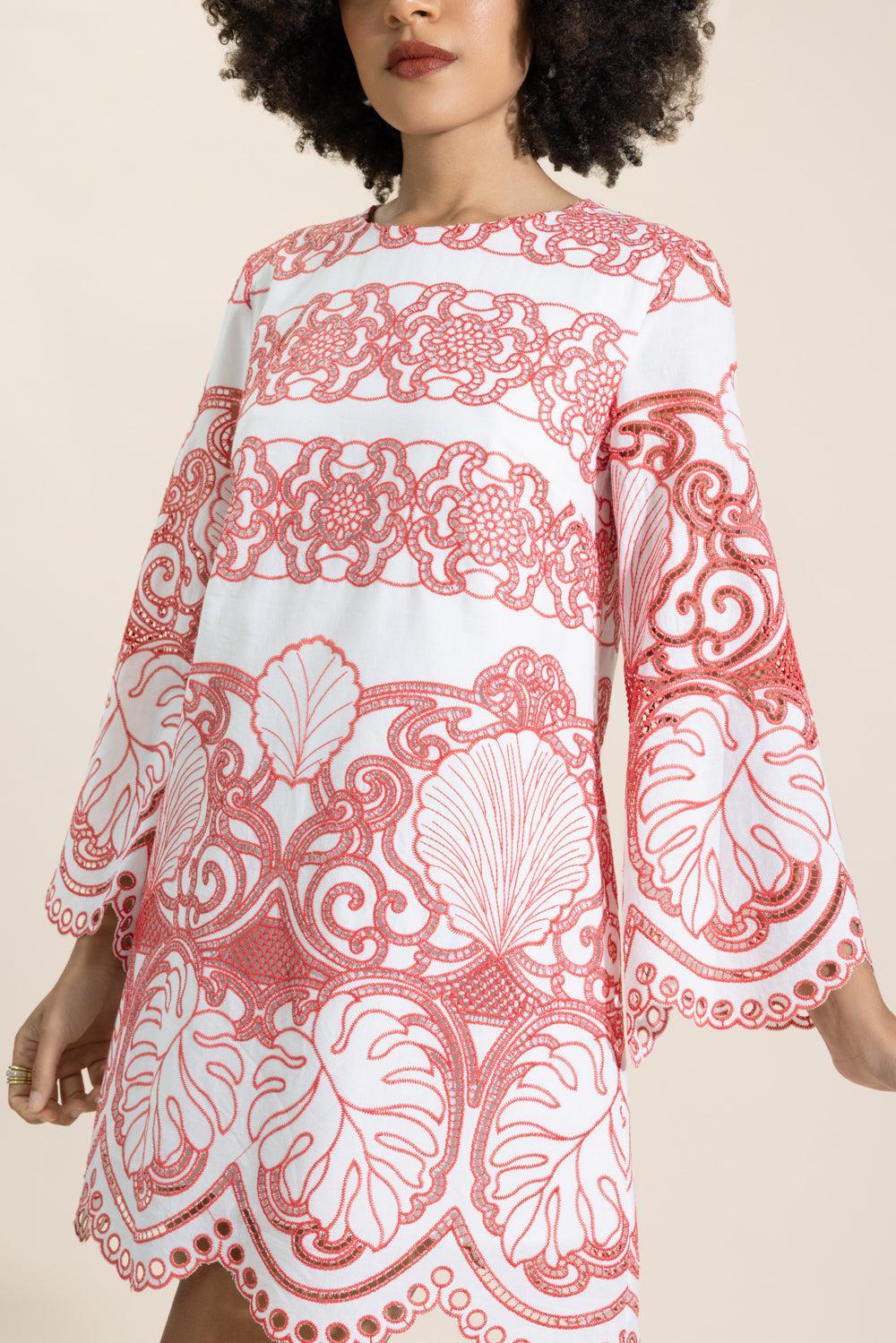 Stevie Dress - White Coral-RED-2-CLOTHINGDRESSCASUAL-BORGO DE NOR