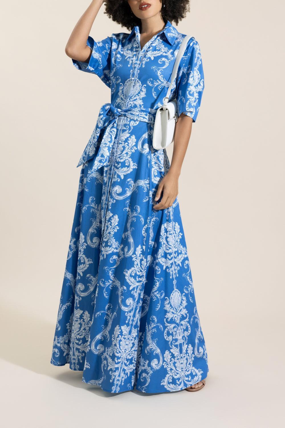 Posie Dress - Barocco-BLUE-2-CLOTHINGDRESSCASUAL-BORGO DE NOR