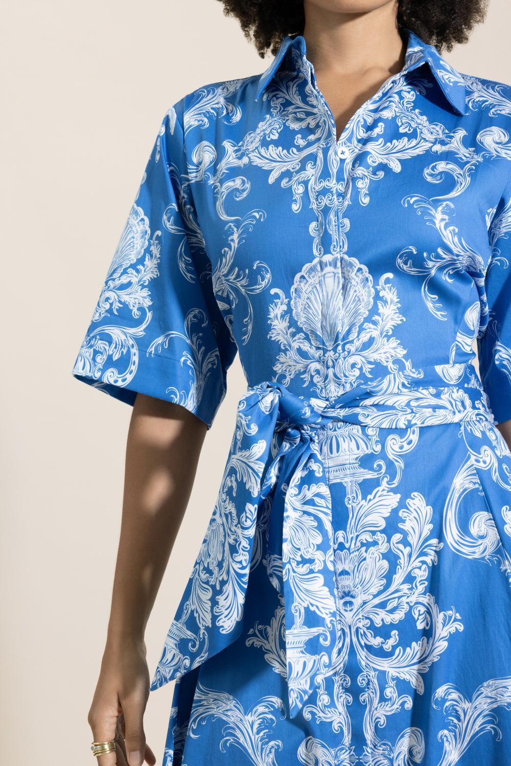 Posie Dress - Barocco-BLUE-2-CLOTHINGDRESSCASUAL-BORGO DE NOR