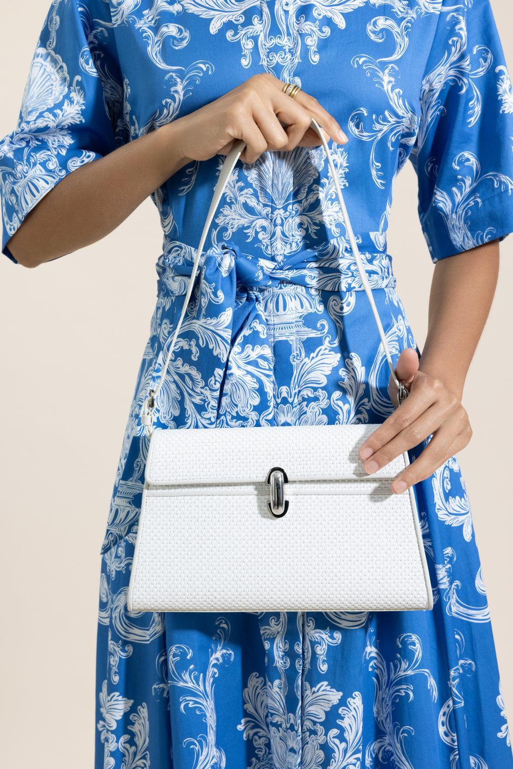 Symmetry Shoulder Bag - Ivory Raffia-CREAM-O/S-HANDBAGSHOULDER-SAVETTE